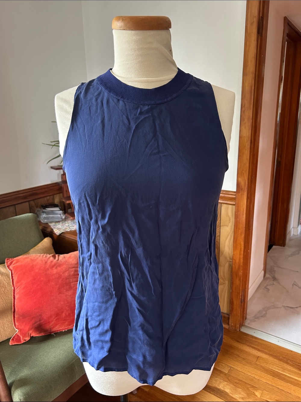 Vince Navy Crewneck Sleeveless Tank